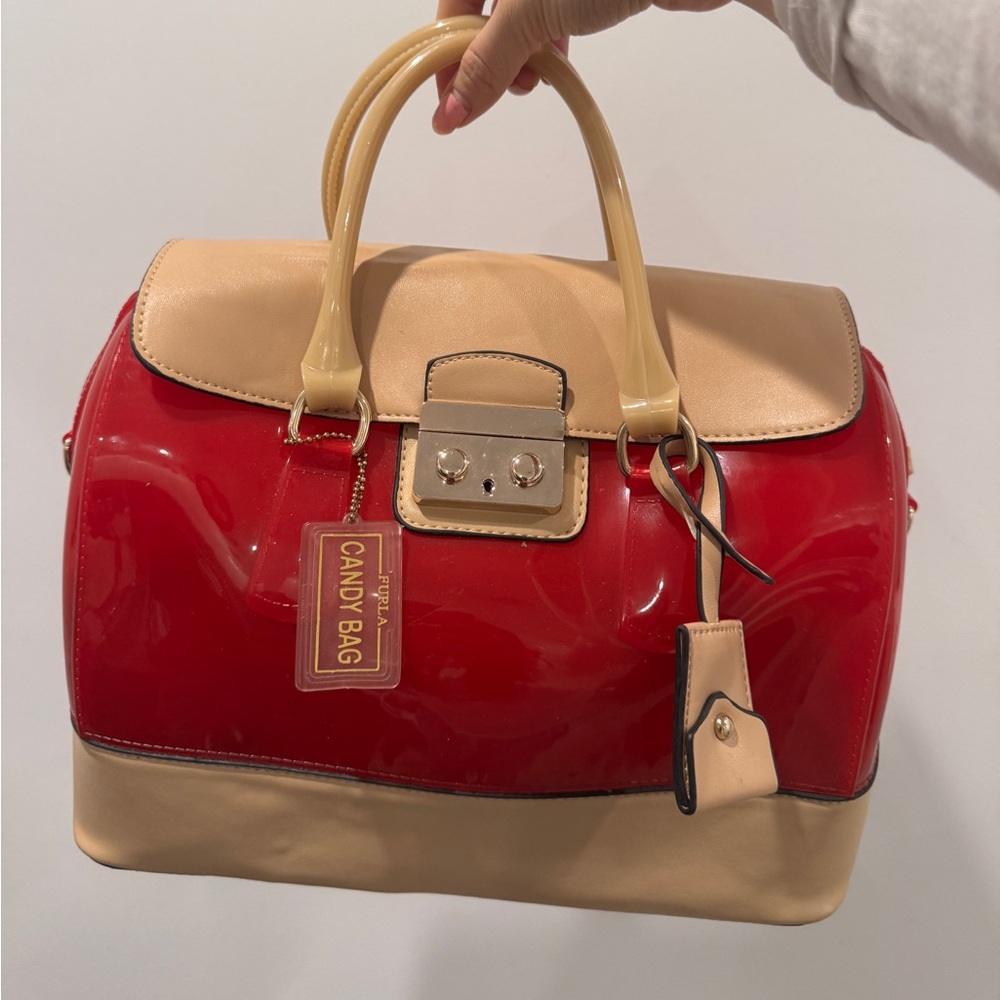 Vintage Furla Jelly Candy Bag – Red & Cream